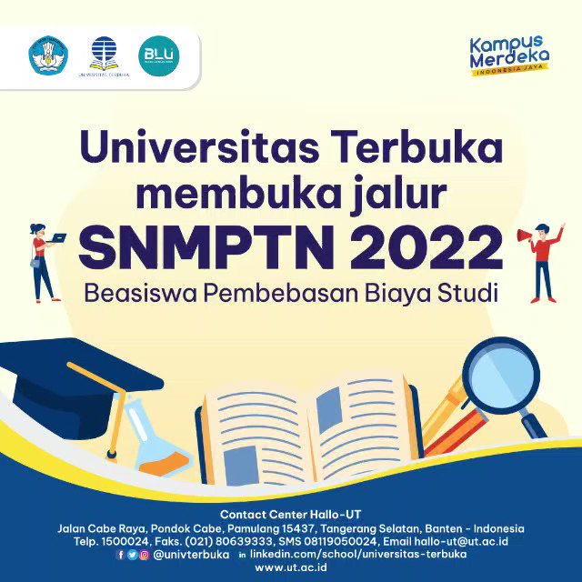 Informasi Calon Mahasiswa Penerima Beasiswa Universitas Terbuka Melalui Jalur SNMPTN 2022